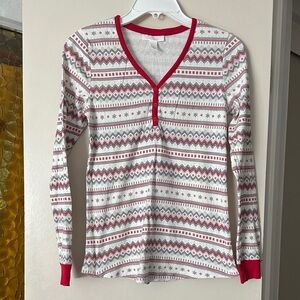 LC Lauren Conrad Red and White Patterned Pajama Top